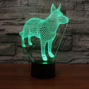 3 dカラフルなオオカミ犬夜ライト創造的なステレオカラフルな雰囲気の雰囲気の漫画小さなテーブルランプ