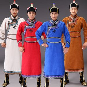 National stage wear Mongolian costume men's gown classical folk dance ethnic style male Robe carnival fancy clothing