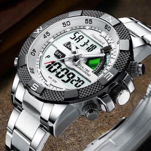 Fashion Luxury Brand Men's Watch Mens Sport Watch LED Quartz Watches Stainless Steel Army Military Wristwatch Relogio Masculino LY191216