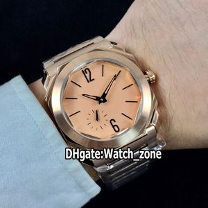 Ny Octo Finissimo 102912 Gold Dial Miyota Automatisk 102711 Mens Klockor Rose Gold Case SS Steel Armband Gents Sport Klockor Watch_Zone