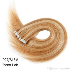 Opção de cor 16 18 20 22 24 cabelo remy indiano fita dupla face pu em extensões de cabelo humano 120pcs 300gr / lote