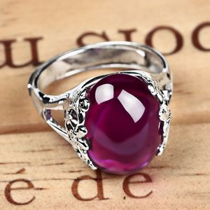 Fashion- Woman Vintage 925 Sterling Thai Silver Ring Garnet Jewelry Royal Affordable Adjustable Rings Wedding Bands For Women Gift