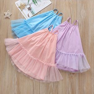 Baby Girls Ubrania Dzieci Mesh Slip Sukienka Summer Candy Kolor Koronki Księżniczka Sukienka Niemowlę Moda Brace Spódnica Dziecko Urodziny Party Suit YP907