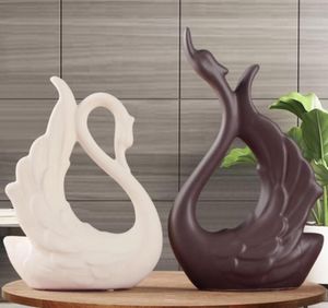 Modern Nordic creative ceramics home wine rack cabinet guest restaurant bedroom TV cabinet decoration feather swan ornaments