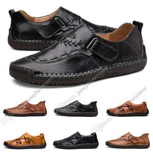 New Hand Stitching Mäns Casual Shoes Set Foot England Peas Skor Läder Skor Skor Låg Stor Storlek 38-48 Tjugofyra