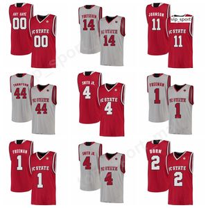 Custom College Dennis Smith Jr Jersey NC Государственный Вольфпак Баскетбол Торин Дорн Леннард Фриман Джерси Красный Дэвид Томпсон