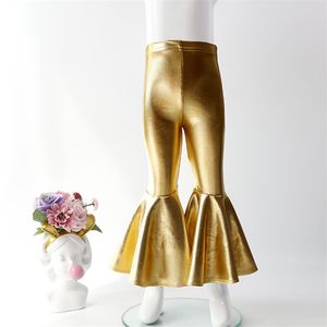 8 Colros Comfortable Baby Girl Bell-Bottoms Leggings New Added Candy Colors Shiny Leather Pants Kids Birthday Gift Ruffle Pants