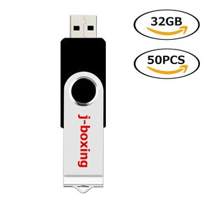 Svart roterande 32GB USB 2.0 Flash Drive Bulk 50PCS Swivel Metal Flash Memory Stick 32GB Thumb Pen Drives Förvaring för dator Laptop Tablet