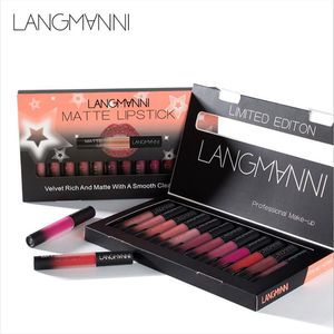 langmanni 12pcs kit lucidalabbra opaco set di rossetti liquidi impermeabile lunga durata lucidalabbra nudo cosmetici di bellezza make up maquiagem nuovo