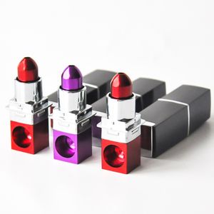 Metall Lipstick Pipe Lipstick Pipe Portable Metal Smoking Pipes Magic Novelty Gift for Woman Red Purple Smoke Accessory