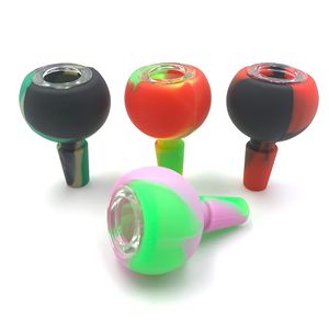 Pedaça de tigela de slides de silicone com barro de vidro para cachimbo de água acessórios para fumantes Bongos de 14 mm peças de articulação masculina Herb Tobacco Ash Catcher Dab Rigs