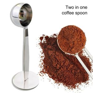 2 في 1 فاصوليا القهوة ملعقة القهوة قياس tamping سكوب القهوة العبث الأسود إسبرسو حامل المطبخ بار كوفيتيا أدوات