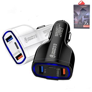 Adaptör Tipi C Hızlı Şarj ile Perakende Paketi Şarj QC3.0 Çift USB Araç Şarj 2 Liman Şarj Çift USB Tak Evrensel