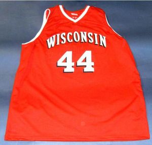 커스텀 남성 청소년 여성 빈티지 #44 Frank Kaminsky Custom Wisconsin Badgers 농구 저지 크기 S-4XL 이름 또는 번호 저지