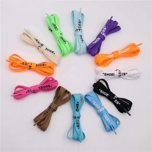 120 140 160 cm colorful lace Letter Font 8mm Double Sides Printed "SHOELACES" Black White Lace Signed Off Flat Shoes Lacet Shoelace