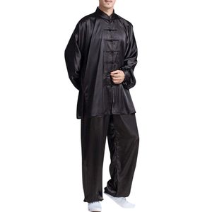 Spring Summer Mens Womens Tai Chi Silk Performance Clothing Practice Clothes Kung Fu Martial Arts Costumes Sets for Wing Chun Shaolin