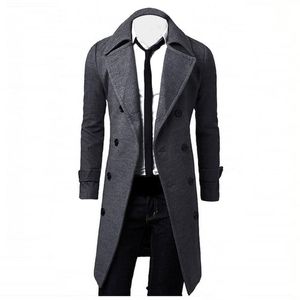 Coat Men Blends Slim Erkek Mont Stylish Trench Coat Double Breasted Long Jacket Parka Wool abrigo kaban hombre mantel herren