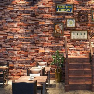 3D Stone Brick Wallpaper Removable PVC Wall Sticker Home Decor Art Wall Paper for Bedroom Living Room Background Decal