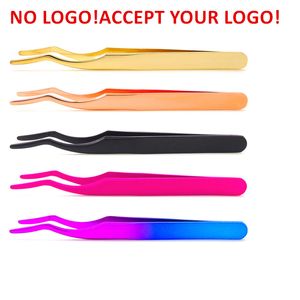 False Fake Eyelashes clip Stainless Steel Eye Lash Tweezers Eyelash Curler Applicator Beauty Makeup Cosmetic Tool Accept customized logo