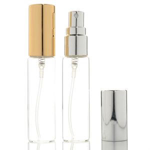 5ML 10ML 15ML Perfume Glass Bottle Clear Spray Bottles Sample Glass Portable Mini Atomizer Container with Gold Silver Lids