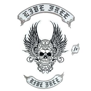 LIVE FREE RIDER FREE large punk embroidered iron on backing biker patch badge for jacket jeans 3 pieces /SET