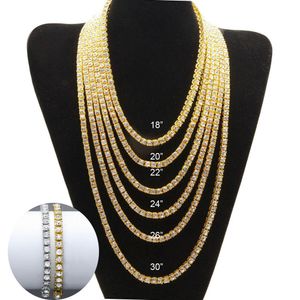 Män Kvinnor Hiphop Halsband Singel Row Square Cubic Zirconia Iced Out Kedjor Glänsande Bling Bling Trendy Smycken Punk Rapper Party Nödvändig