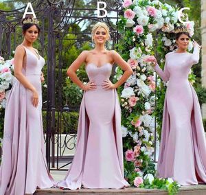 New Light Purple Bridesmaid Dresses With Train Custom Made Satin Mermaid Prom Dress Party Gowns Appliqued Elegant Evening Gown