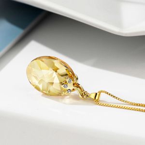 Fashion- Light Yellow Gold Color Austrian Crystal Cute Necklace Pendant Gifts for Girl 2020 New Birthstone Fashion Jewelry JS9