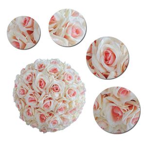 Моделирование высококачественного шифрования розовые цветы Kissingb Ball для праздничных свадебных украшений Букет диаметр 15-30 см.