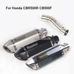 Motorcykel Avgassystem Anslutningsrör Mellanrör med ljuddämpare Tips Escape för Honda CBR500R CB500F CB500X 2013-2019