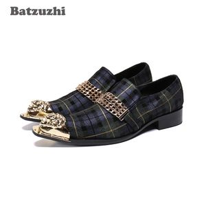 Batzuzhi Dress Moda Uomo scarpe in pelle nera a punta le dita dei piedi metallo pelle formale Abito scarpe Uomini Zapatos Hombre business / party