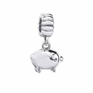 925 Sterling Silver Chinese Pig Year Dangle Pendant Charm Bead Fits European Pandora Jewelry Charm Bracelets