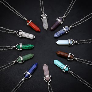 Indian agate hexagonal cone pendant pendant men and women necklace designer fashion style