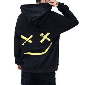 2019 Fashion Men Hoodies Tops Harajuku Smile Printed Hooded Sweatshirt Streetwear Male Hip Hop Hoodie Pullover Plus Size Moletom