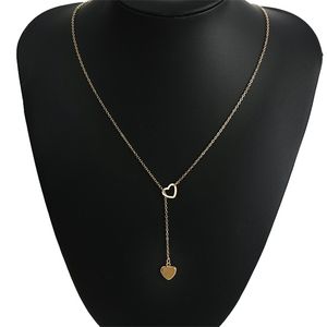 Collana con ciondolo a cuore Colori Argento Oro Moda Collane con ciondolo a forma di Y con catena a maglie Disegni a cuore Regalo di gioielli per donne Ragazze Lady