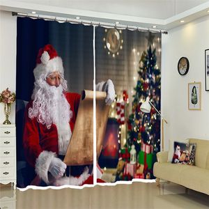 Customizable Modern 3D Blackout Curtains hotel happy new year Christmas Theme Pattern Thicken Bedroom Curtains for Living Room