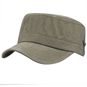 メンズメンズサマー100％コットンアウトドアスポーツランニングカデットフラットトップツイル隊ピークミリタリー軍旅行野球キャップ帽子ポケット付き