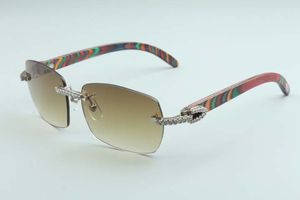 Fabrik-Direktverkauf A1-B3524012 großer Diamant mit natürlichem Farbmuster, hölzerne Tempel-Sonnenbrille, Mode für Männer und Frauen, grenzenlose Sonnenbrille