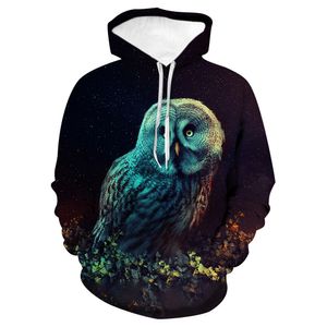 3D digital printed parrot owl hoodie men's long sleeve hat coat trend7