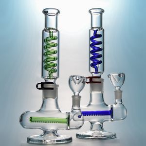 3mm Kalın Cam Bongs Bir Bong Inline Percolator Beher Bong Geri Recycler Dab Rig Kondenser Bobin Cam Su Bonglar ile 14mm Cam Kase