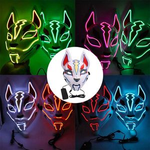 Motorcycle Masks LED Mask Fox Cat Face El Wire Light Festival Cosplay Costume Decoration Funny Election Party Masque