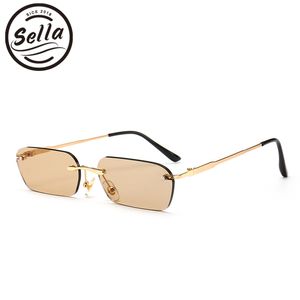Wholesale-Sella Trending Women Men Small Narrow Tint Lens Sunglasses Fashio Rectangle Pink Blue Yellow Lens Square Eyewear Shade