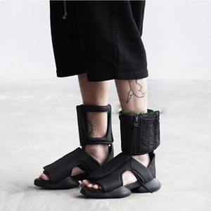 Venda Quente-5º Gladiador de Luxo Open Toe Zipper Alto Topo Sandálias de Pano Catwalk Moda Exclusive Homens Sandálias