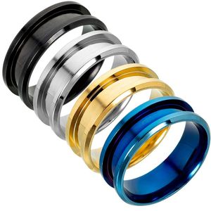 Coppia semplice Anelli a fascia Fedi nuziali in acciaio al titanio Donna Uomo Hip Hop 8mm Anello da dito Gioielli punk Anniversario Matrimonio Miglior regalo di moda