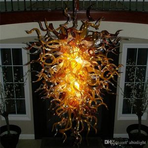 Decorações de arte âmbar levou iluminação mão soprada vidro moderno candelabro luz