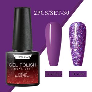 Glitter Żel UV Nail Set Nude Color Series LED Gier Gier Lakier Semi Stałe Lakier Cekiny 2 sztuk / zestaw