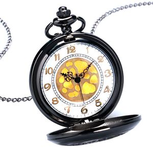 Steampunk Retro Vollschwarze Unisex-Quarz-Taschenuhr mit römischem Zahlengehäuse für Herren und Damen, analoge Anzeige, Uhren, Uhr, Anhänger, Kette, Gif251G