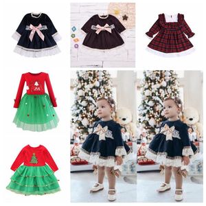 Mädchen Kleider Kinder Plaid Spitze Schleife Kleid Weihnachten Tutu Kleid Ballkleid Kleider Party Prinzessin Kleider Tanz A-Linie Tüll Kostüm B6827