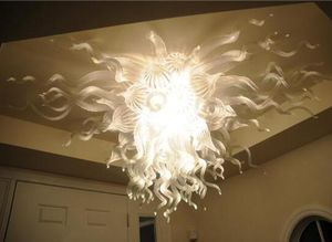 Modern Lamps Design Italian Lighting White Colored Ceiling Chandeliers with LED Bulbs Hand Blown Glass Chandelier