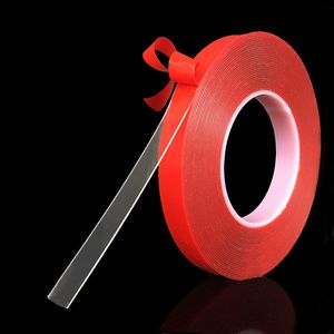 3 m 10 mm rotes transparentes doppelseitiges Klebeband, spurlos, hochfester PET-Klebeaufkleber für Autotelefon-Tischwerkzeuge HHA114